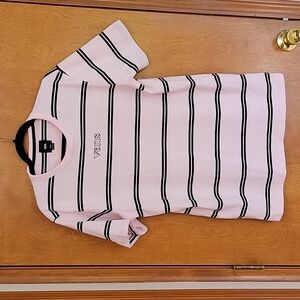 VANS Mens Sixty Sixers Pink Black Striped SS Knit Shirt Y2K 90s Vibe Size M
